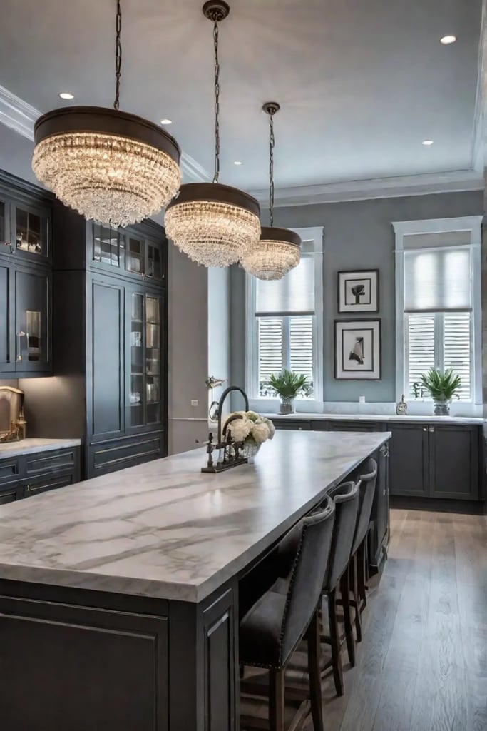 Chandelier over dining table