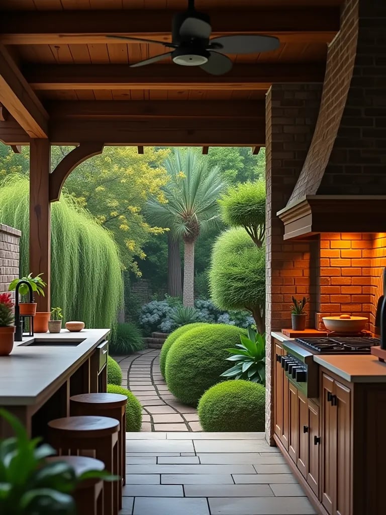 Charming rustic outdoor kitchen design