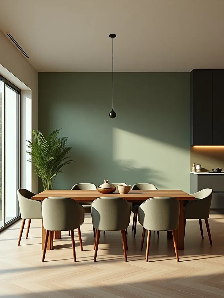 Cozy dining nook with half painted walls