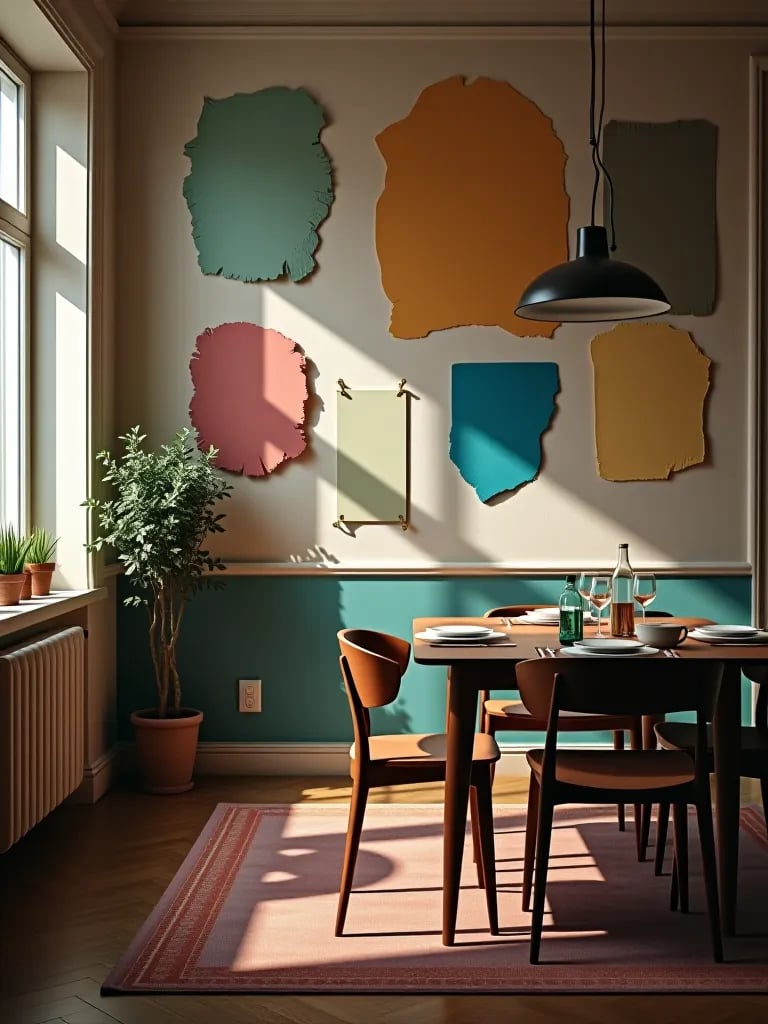 Dining room wall showing one vs two paint coats