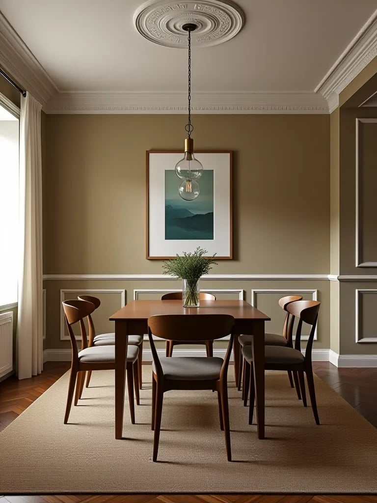Dining room wall with elegant faux finish texture