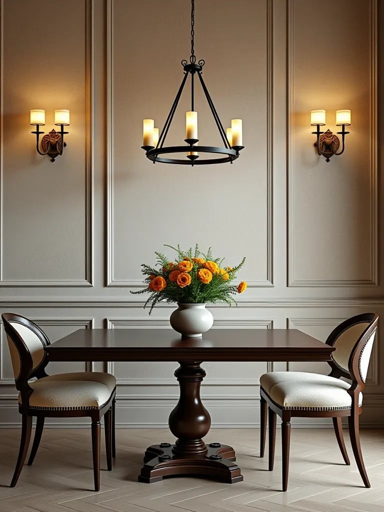 Dining room with painted tray ceiling focal point