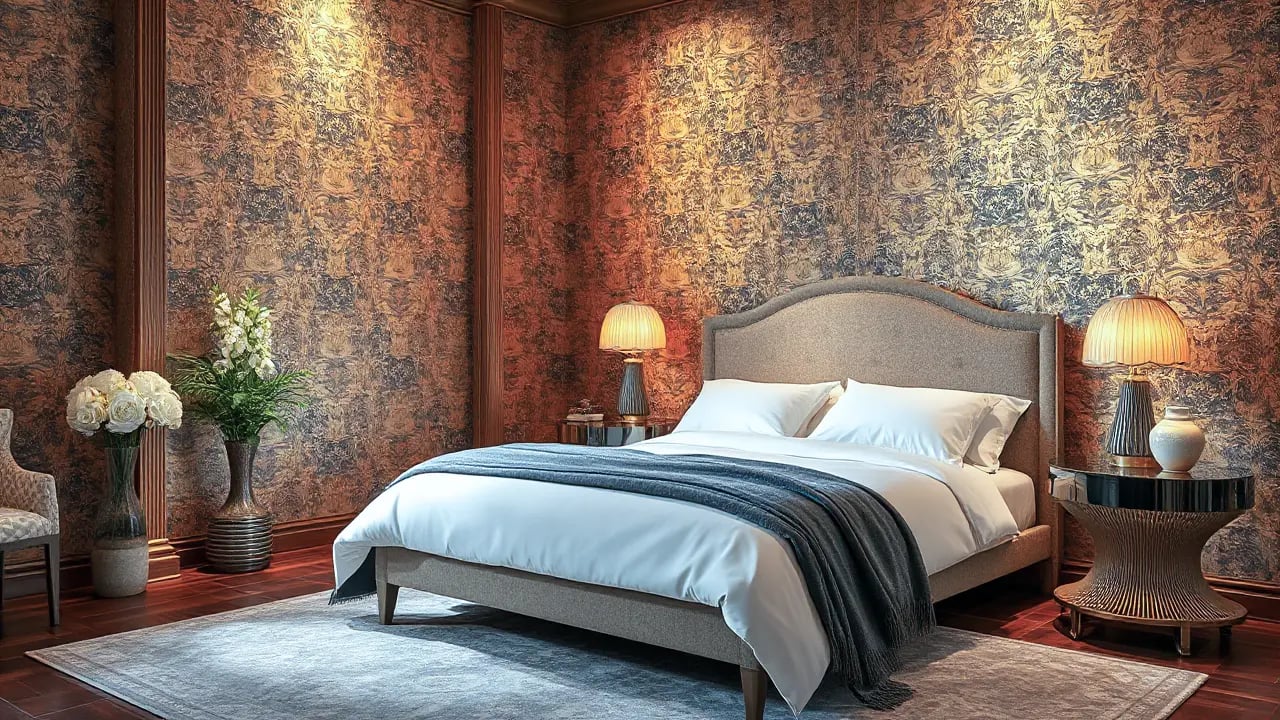 Metallic Modern Bedroom Wallpaper