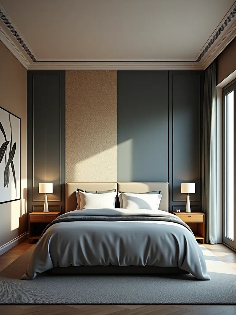 Modern bedroom design comparison: wallpaper vs paint