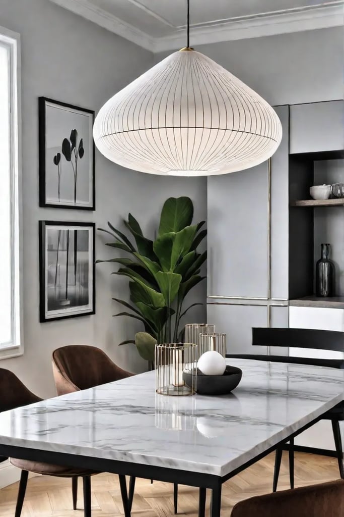 Modern pendant light over kitchen table
