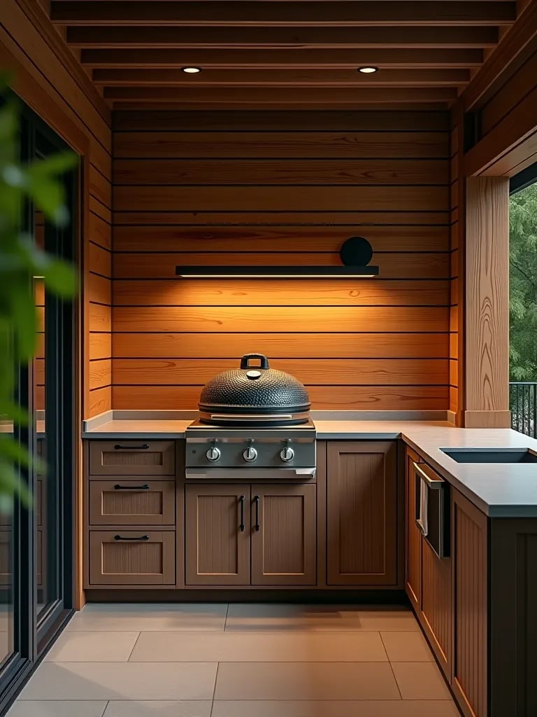 Outdoor kitchen with soapstone countertops