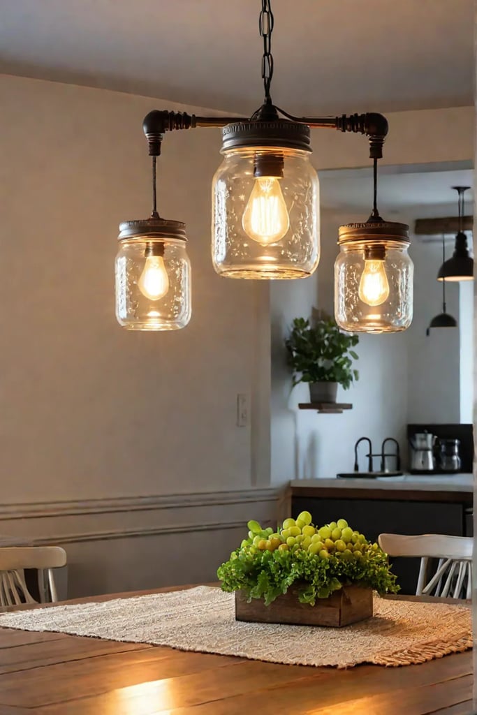 Repurposed mason jar pendant lights