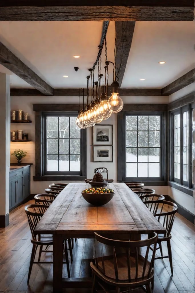 cozy kitchen with ambient pendant lighting