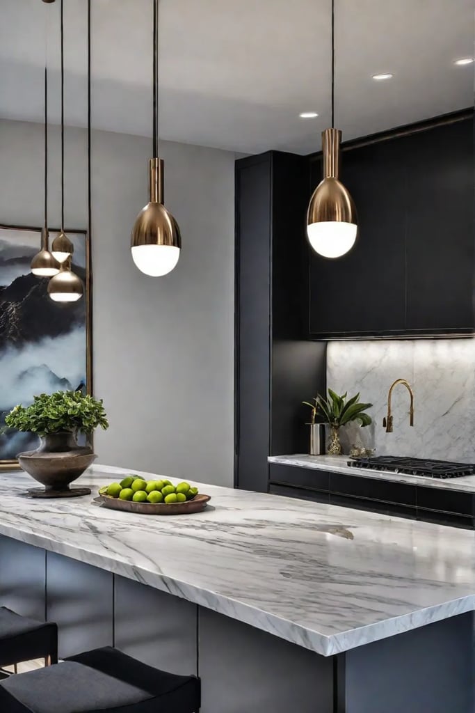 dimmed pendant lights kitchen