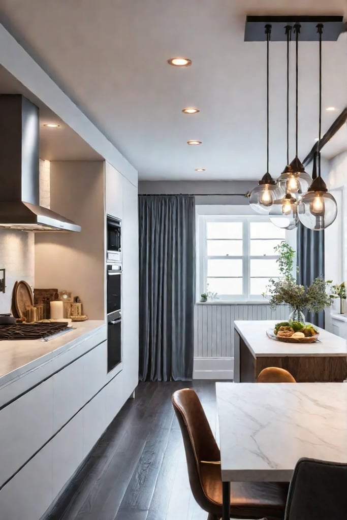 galley kitchen with LED and CFL lighting solutions