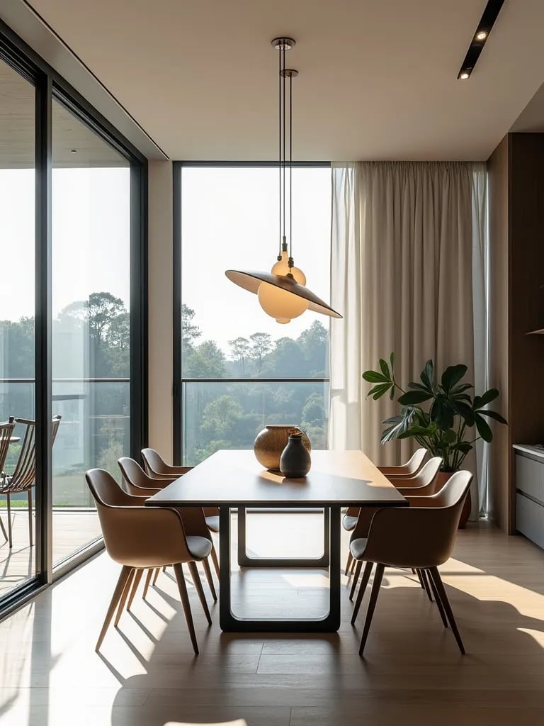 Bright, open contemporary dining space with minimalist decor