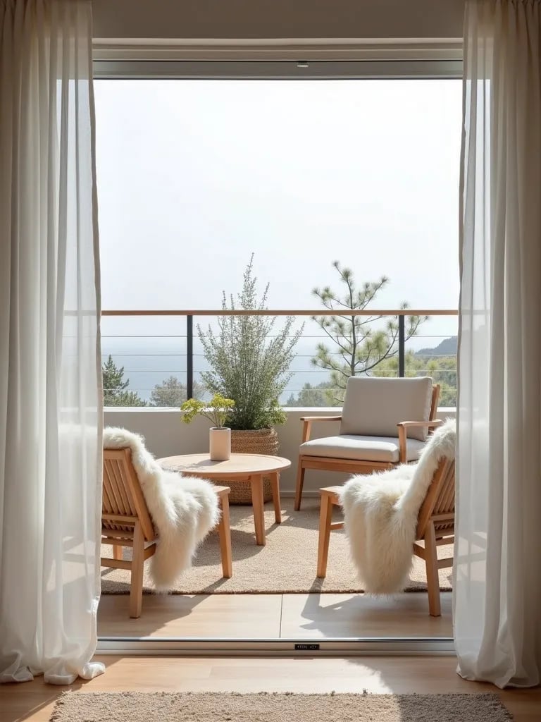 Budget friendly Scandinavian style balcony with minimalist decor