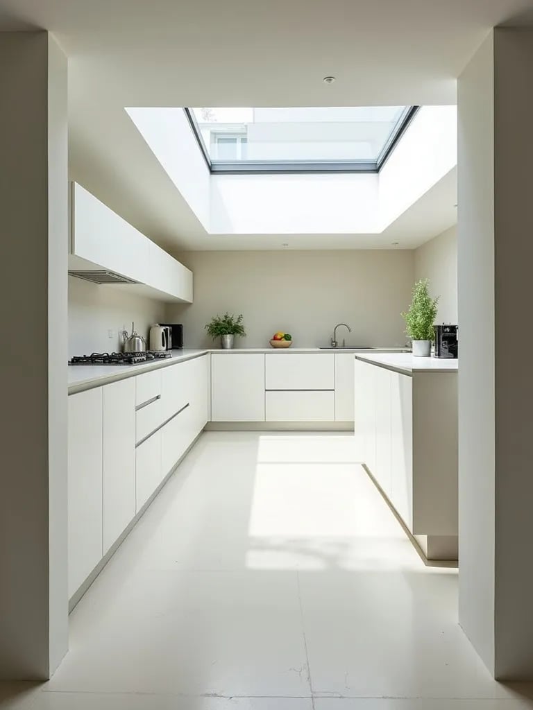 Clean, modern kitchen with sustainable features and minimalist aesthetic