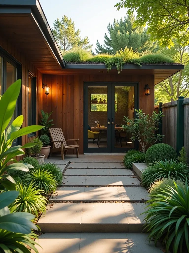 Eco conscious patio design with recycled materials and rainwater collection system