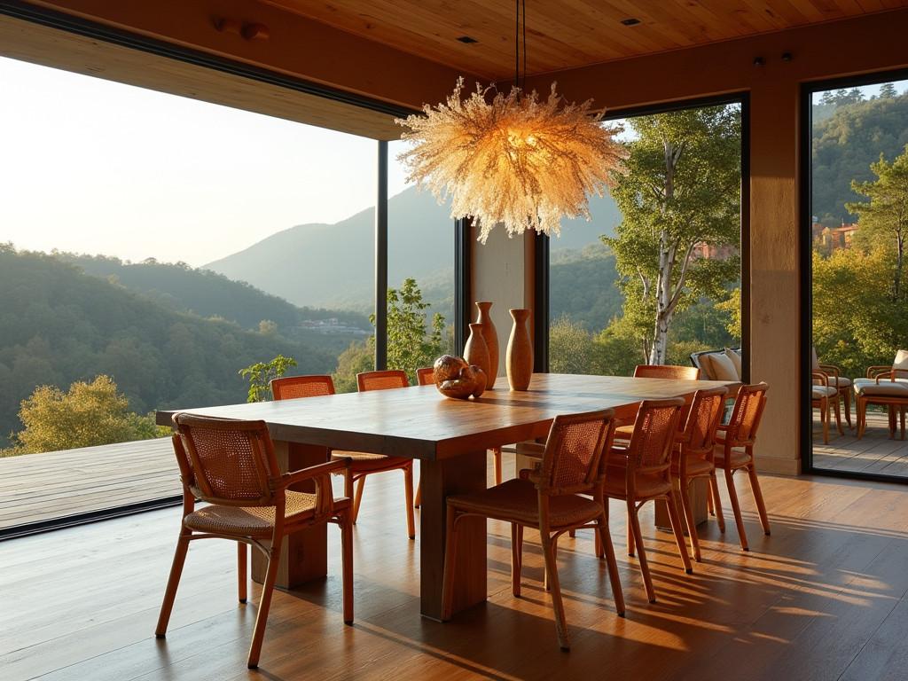 Eco friendly contemporary dining room with natural materials