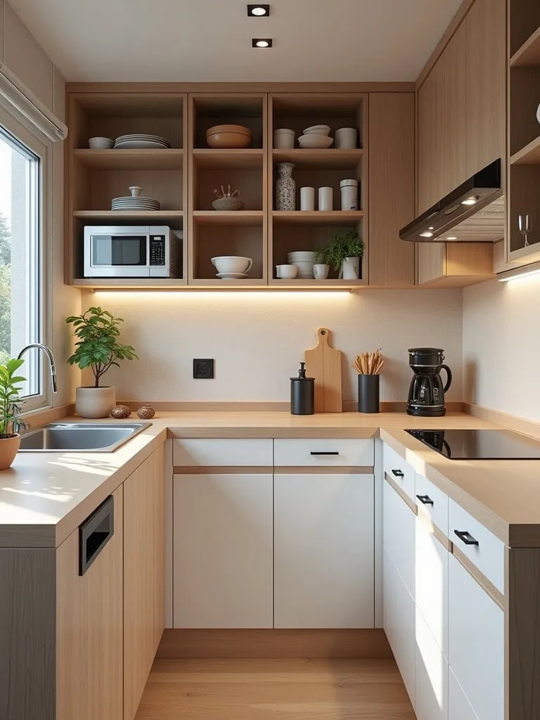 Efficient small kitchen with innovative storage and appliances