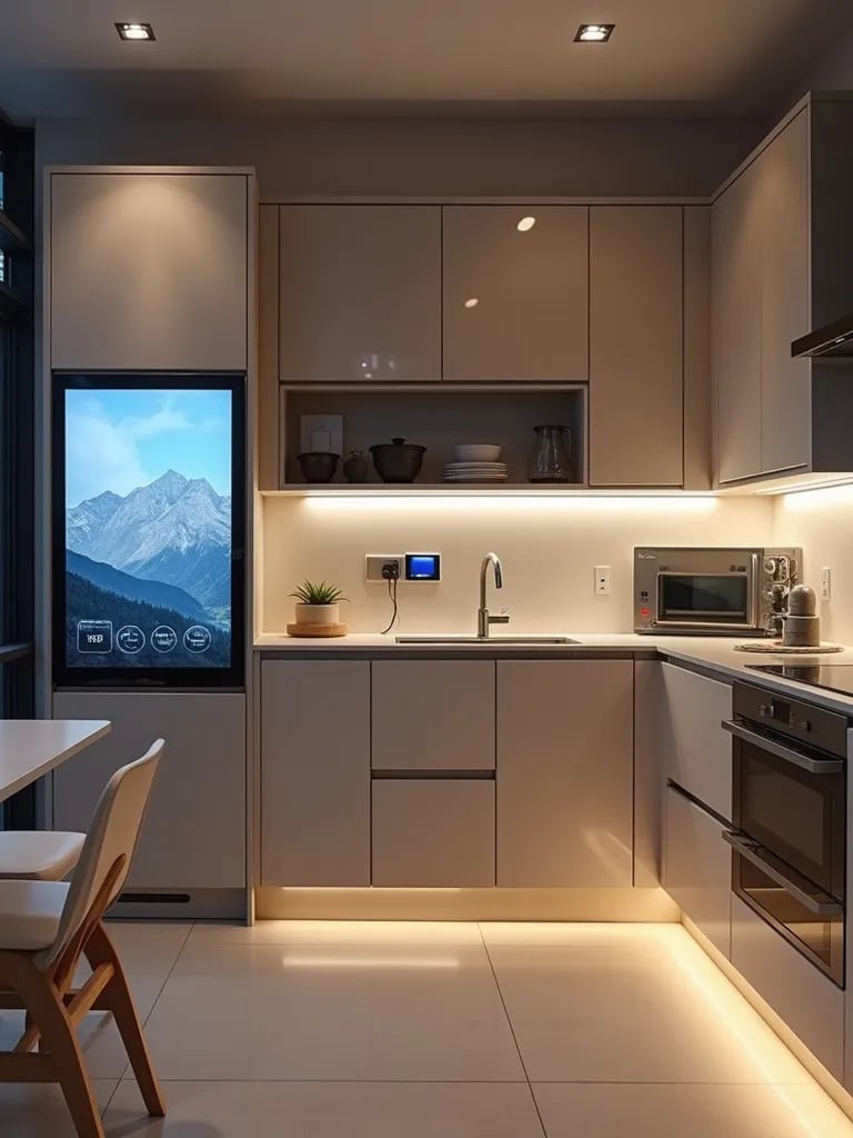 Futuristic kitchen showcasing integrated technology and sleek design