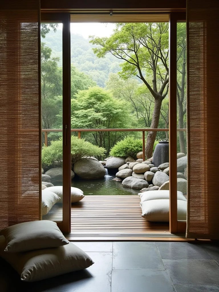 Peaceful urban balcony designed with zen elements on a budget