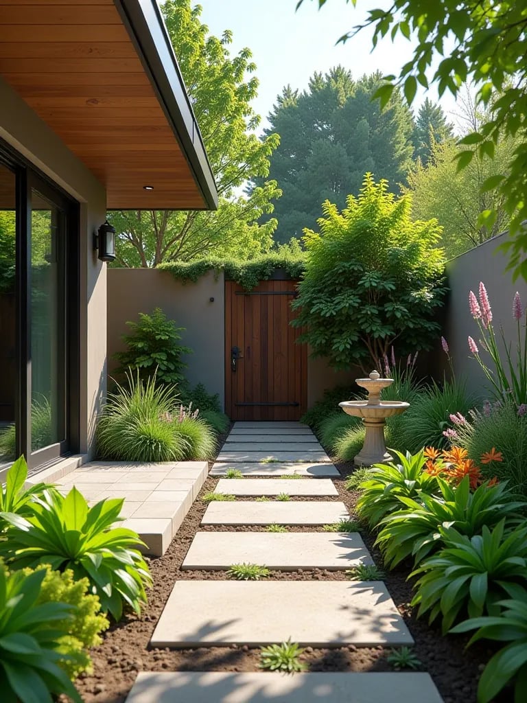 Sustainable patio design featuring permeable pavers and eco friendly landscaping
