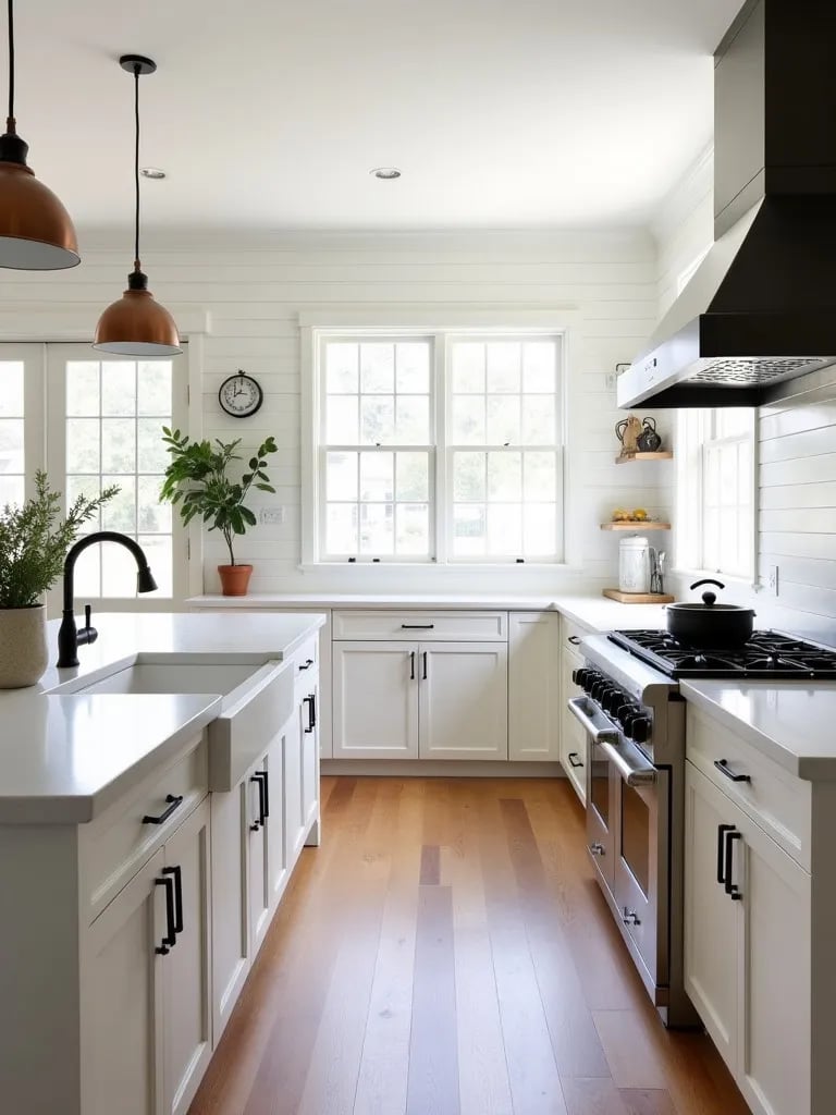 Bird’s eye view of rustic kitchen featuring modern stainless steel appliances
