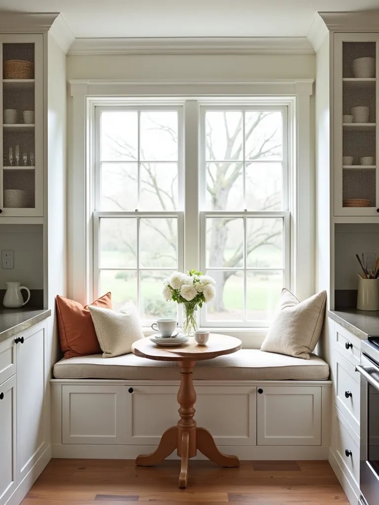 Cozy kitchen nook with built in seating and small breakfast table
