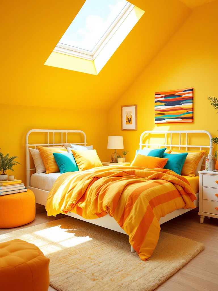 Bedroom with an energizing color scheme