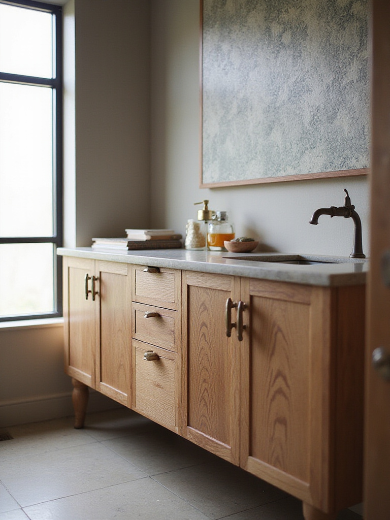 Modern bathroom with custom vanity and personalized accessories
