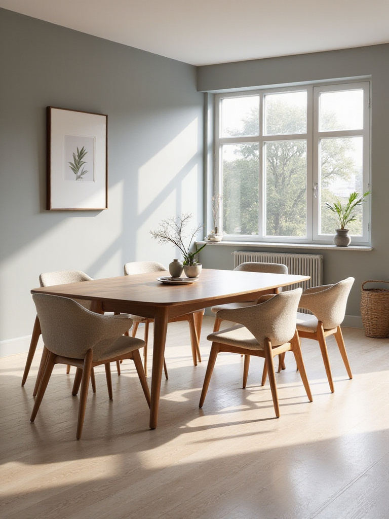 Modern dining room with ergonomic dining chairs.