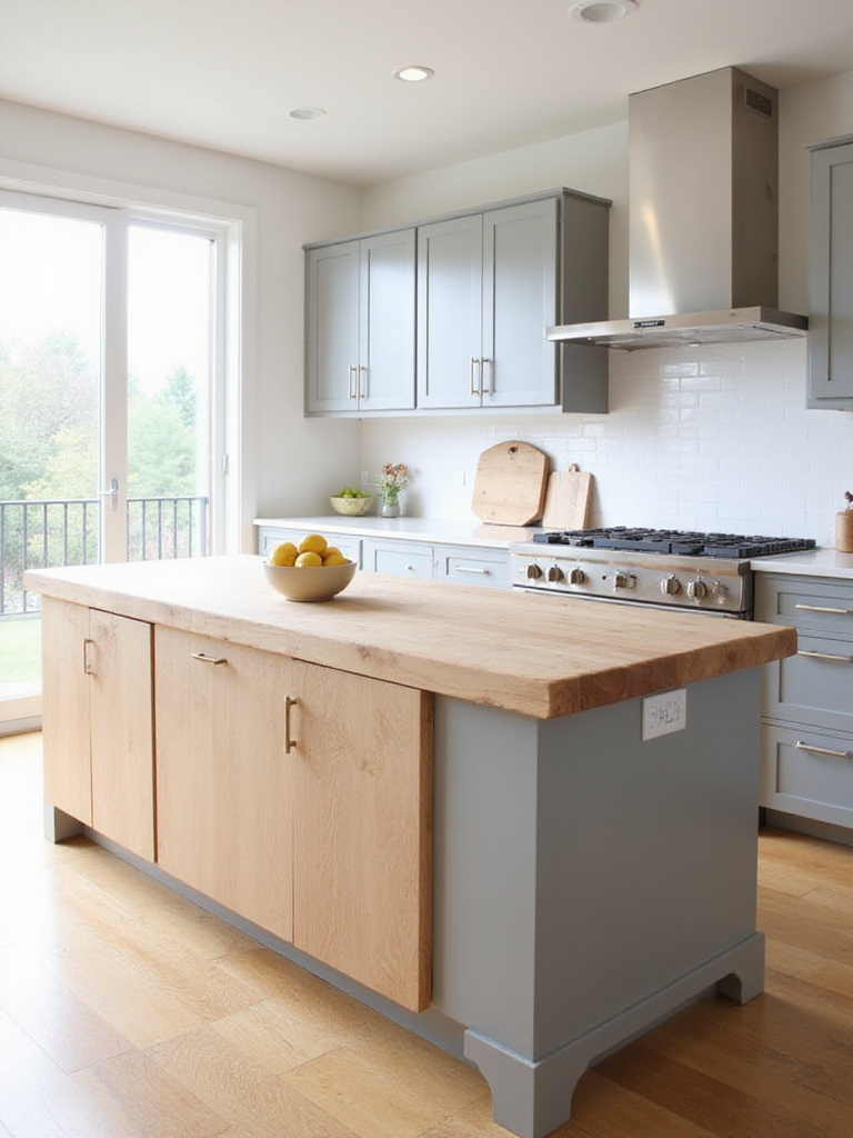 Wood butcher block kitchen island top for culinary enthusiasts