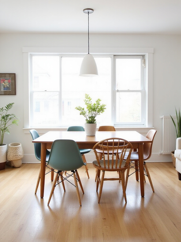 Modern dining room with Mid-Century Modern chairs