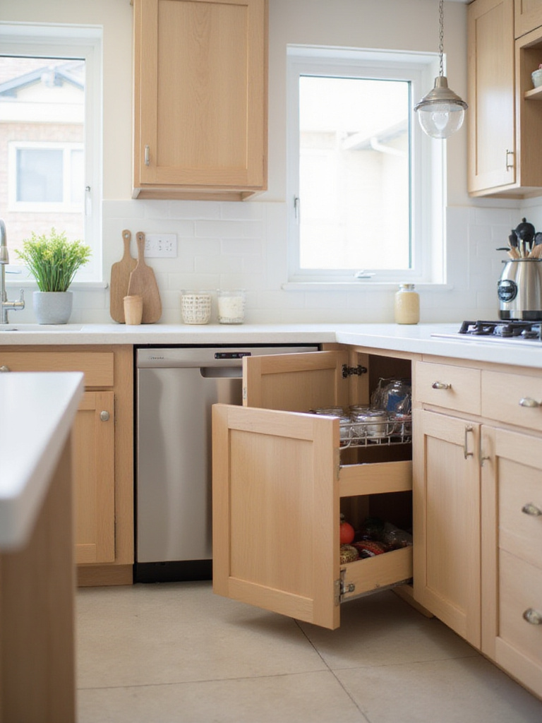 Kitchen cabinet door swing direction optimized for better flow.