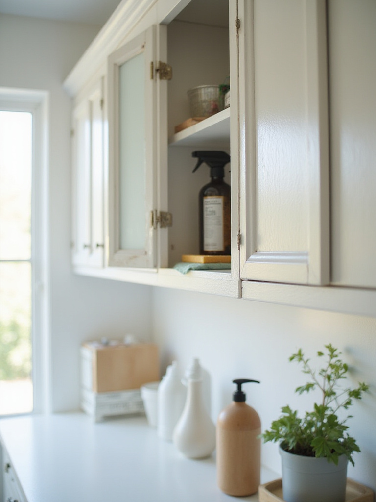 Before and after deep cleaning kitchen cabinets, showing the difference between a grimy surface and a sparkling clean surface.