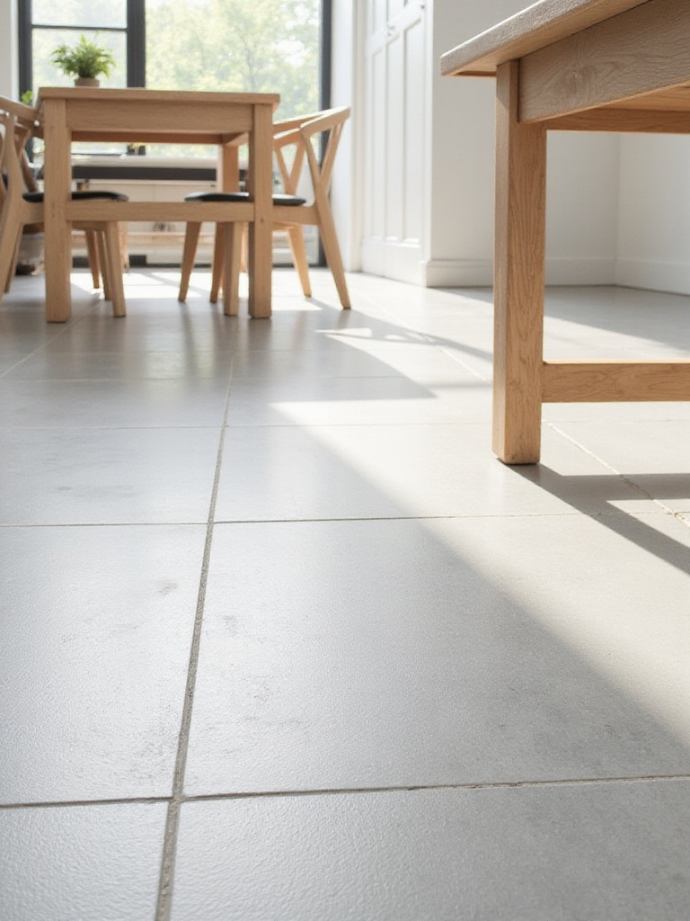 Modern dining room with durable and easy-care porcelain tile flooring