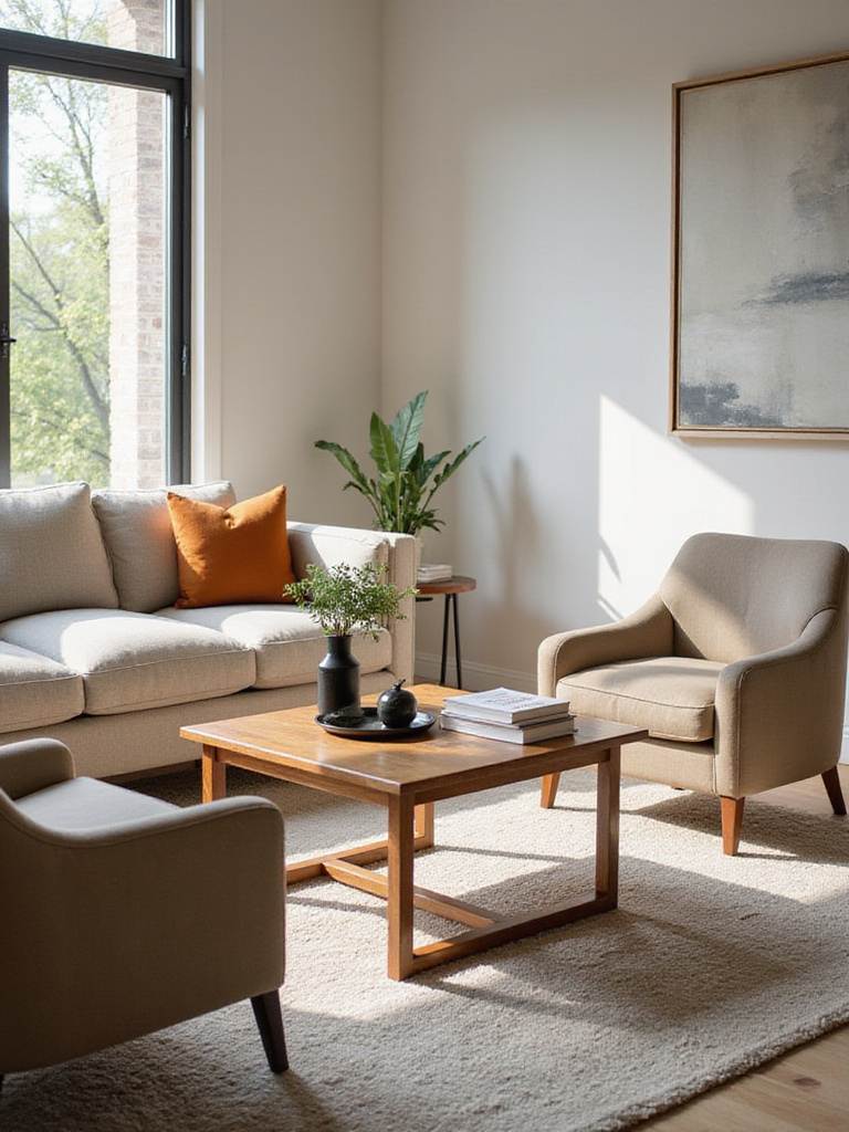 Stylish coffee table centered in a modern living room seating area, illustrating function and focus.