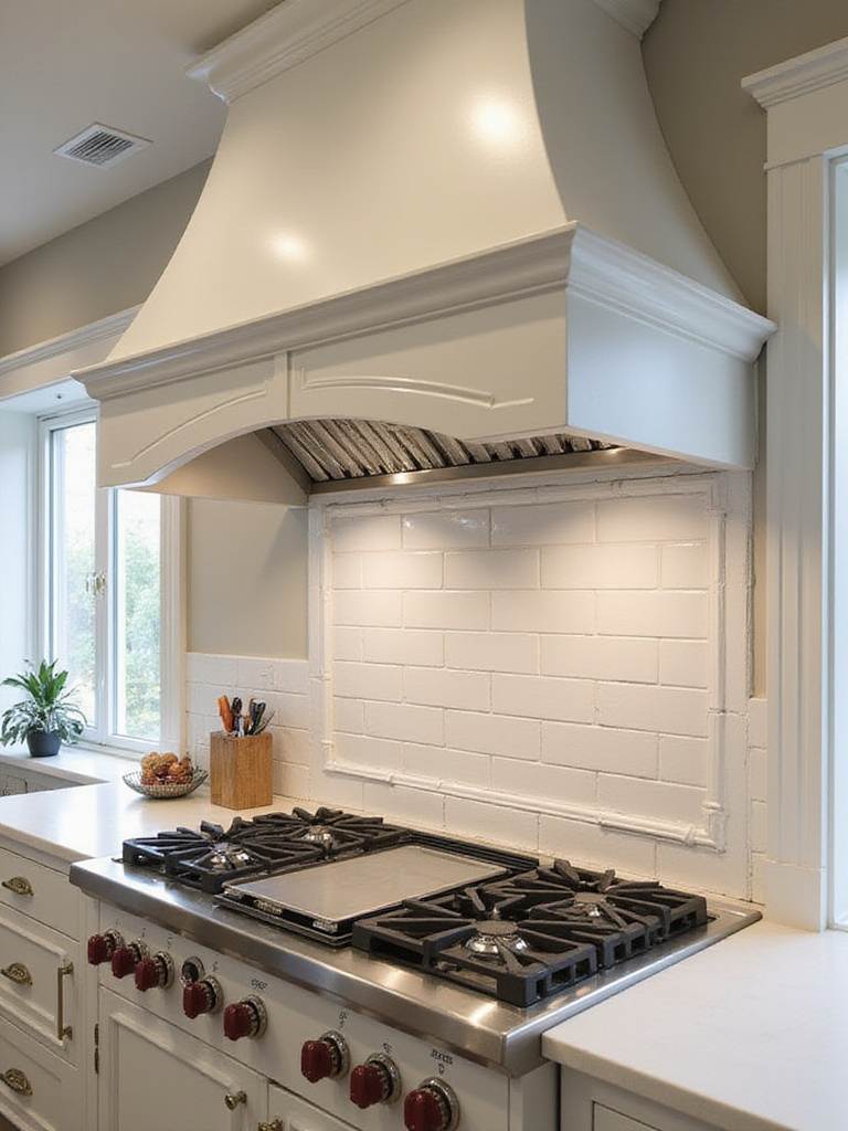 Kitchen ventilation system showing properly sized and designed range hood for effective kitchen interior design