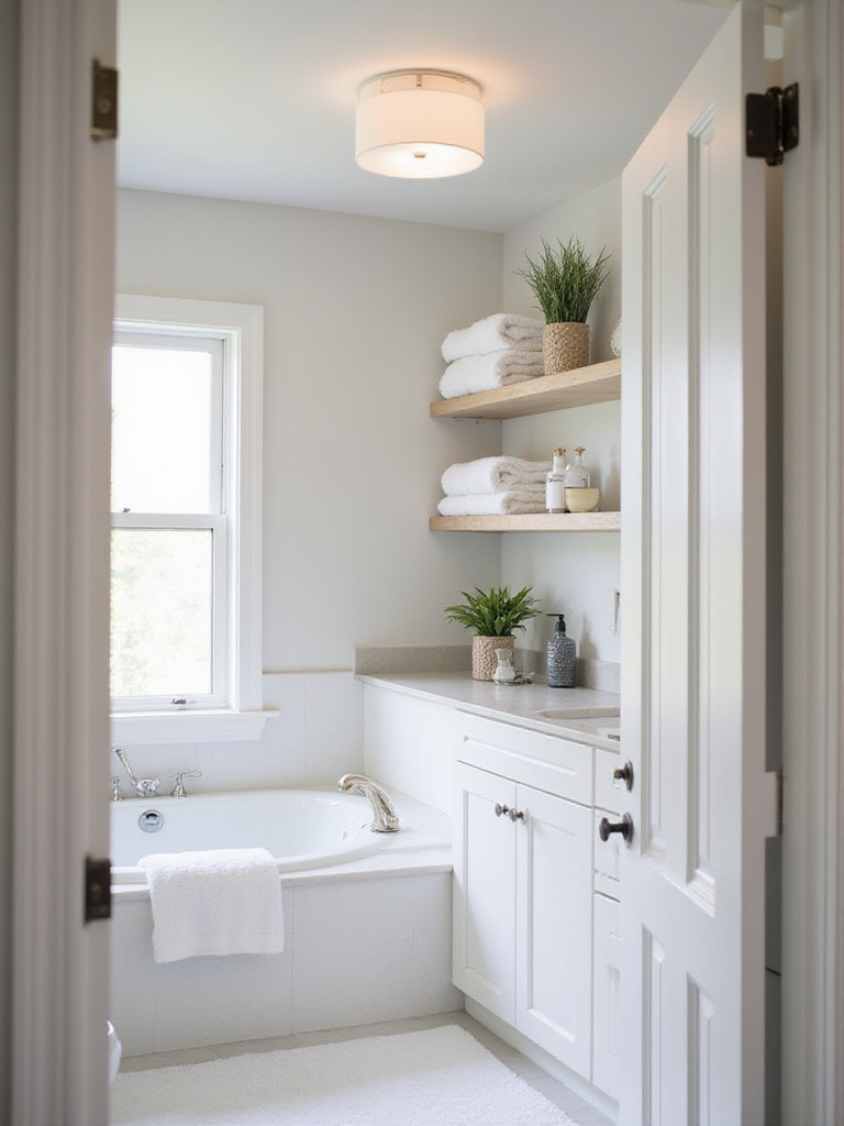 Clean and organized small bathroom interior showcasing effective decluttering.
