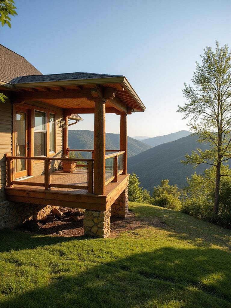 Elevated backyard porch with scenic views