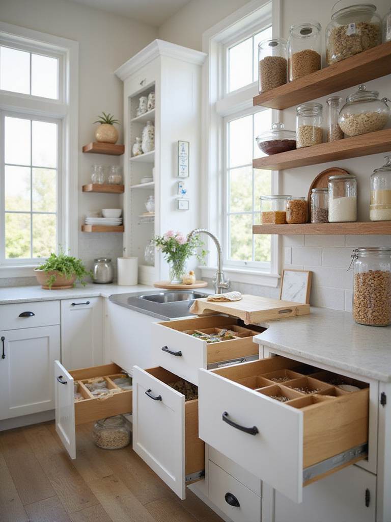 Modern kitchen with smart storage solutions and organized space