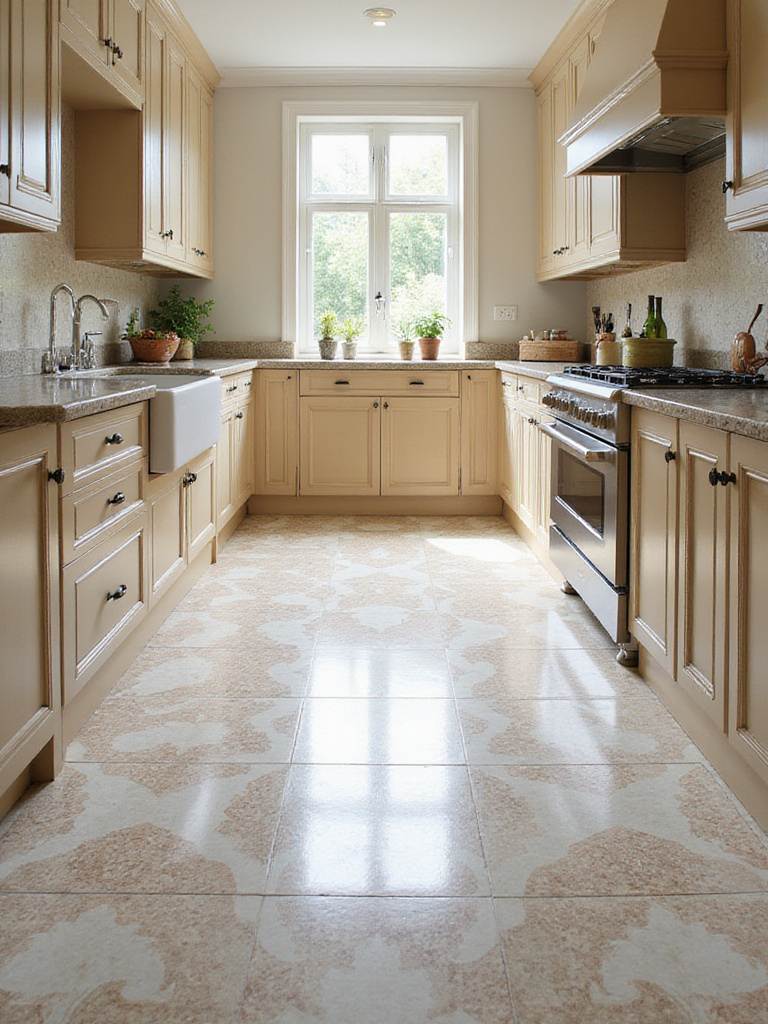 A modern kitchen with master porcelain tiles showcasing durability and elegance.