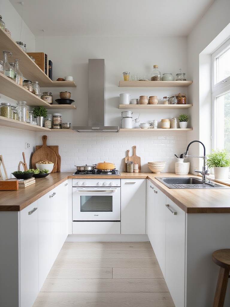 Scandinavian kitchen designed with efficient workflow zones.