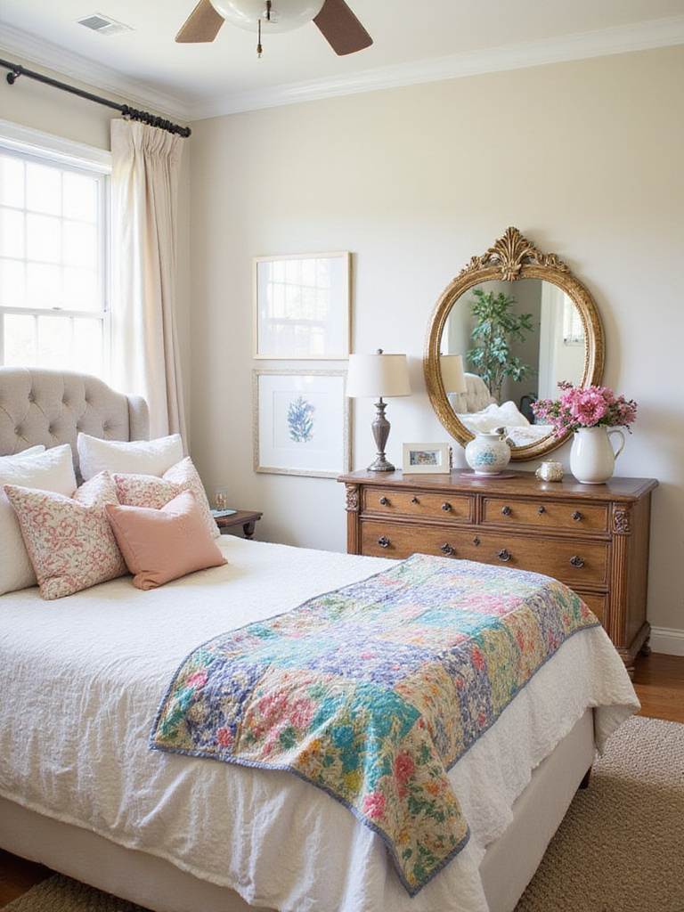Styled bedroom with decor items from clearance racks