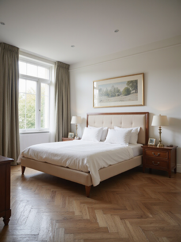 A well-measured bedroom interior showcasing optimal furniture placement.