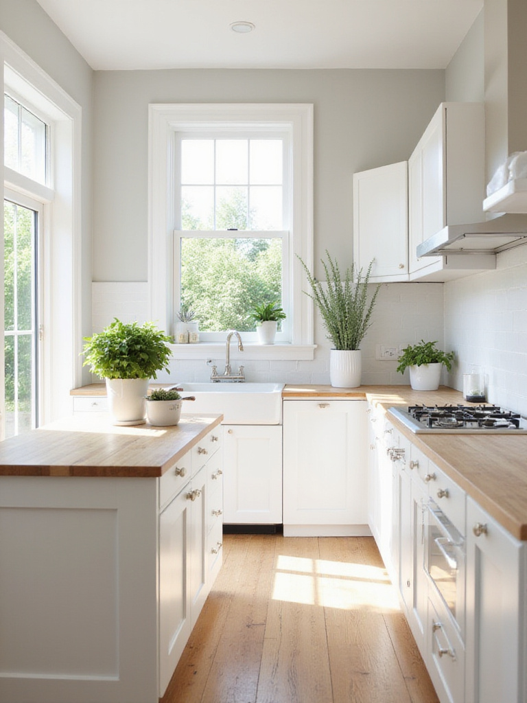 Bright kitchen featuring nuanced whites and natural light
