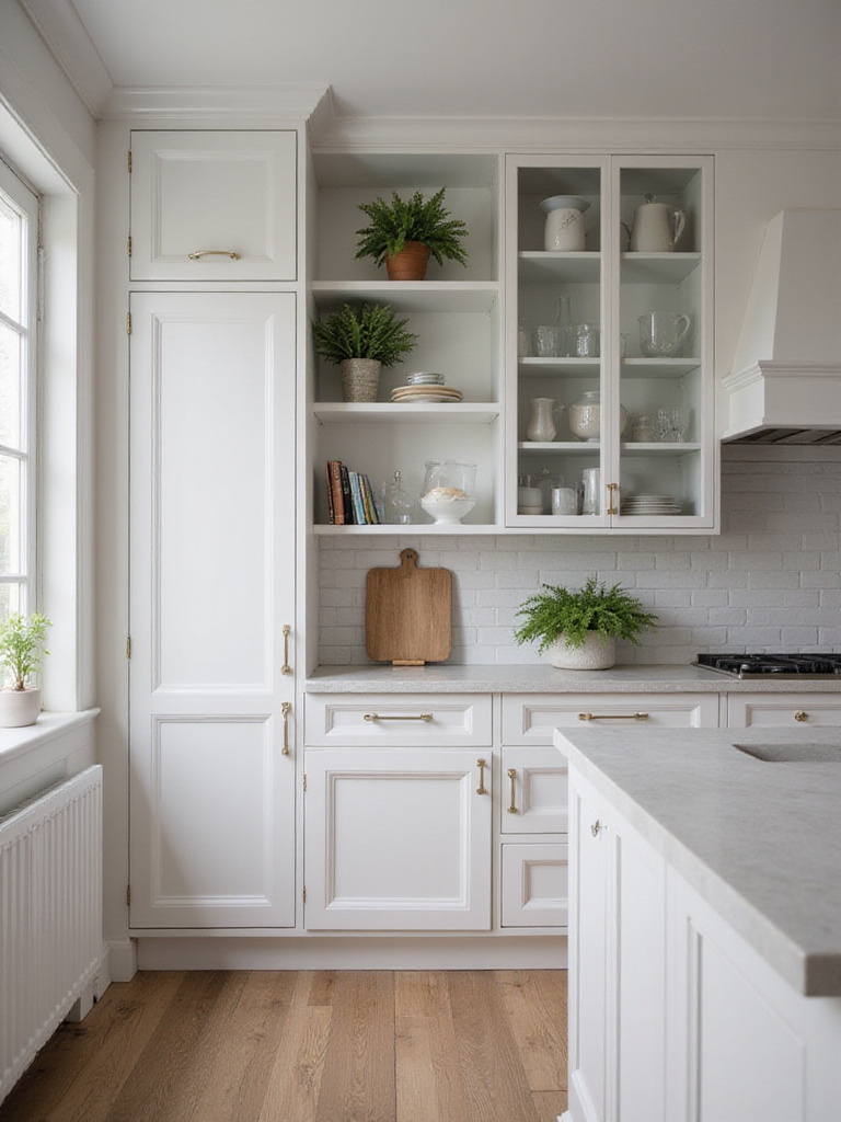 Modern kitchen base cabinet with fully extended pull-out trays for easy access to deep storage