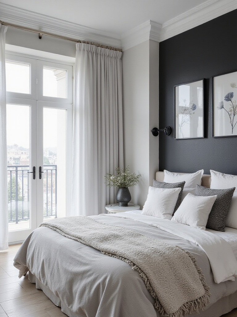 Detailed bedroom layout plan on graph paper with scaled furniture cut-outs and measuring tools