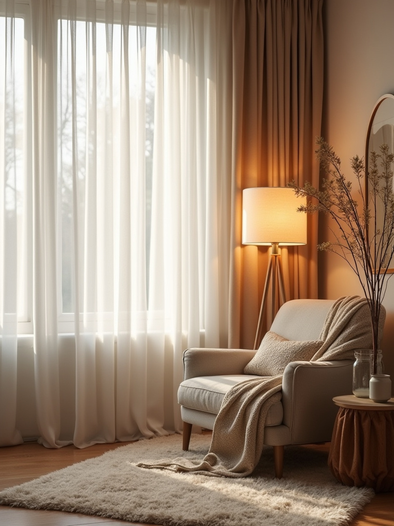 Bedroom scene with warm, layered lighting and plush textiles, representing a cozy bedroom assessment for comfort and ambiance.