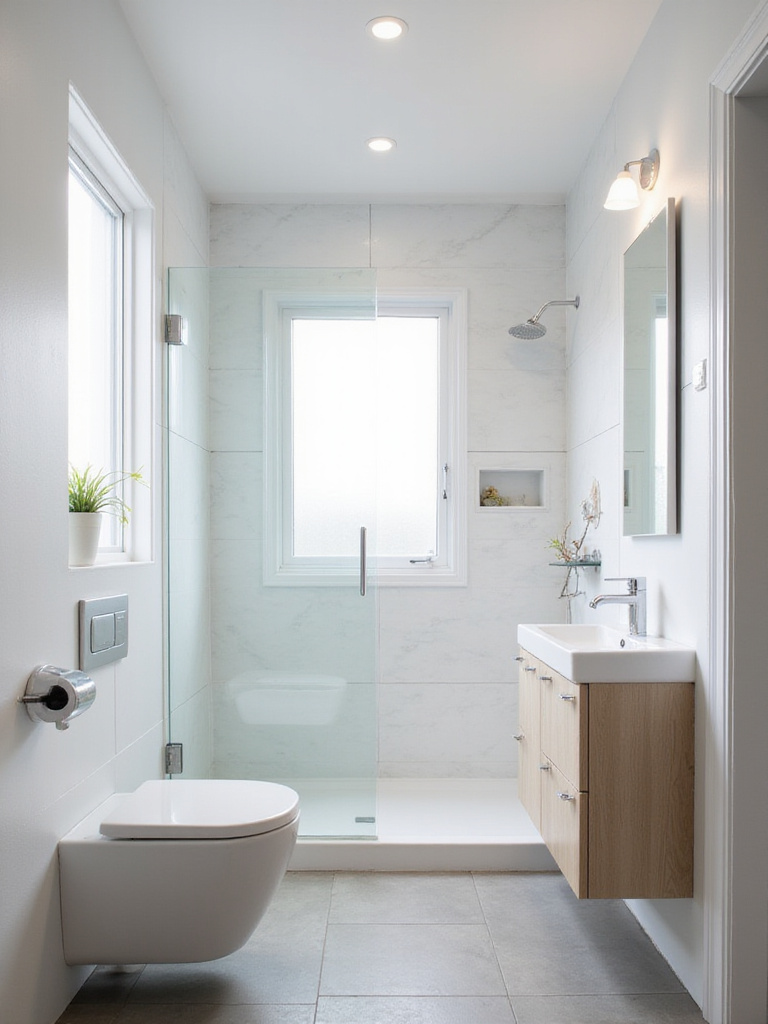 Modern small bathroom with space-saving fixtures