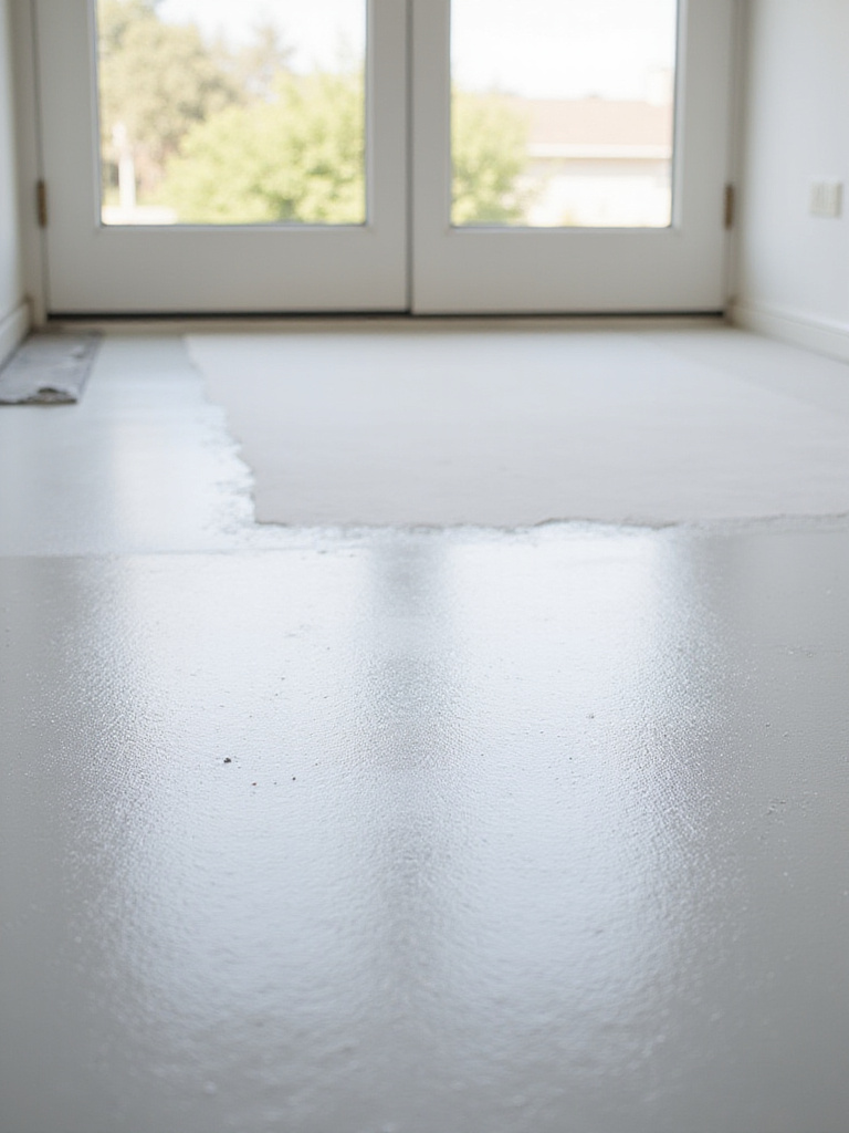 Clean and level kitchen subfloor prepared for tile installation, emphasizing correct surface preparation for tile durability.