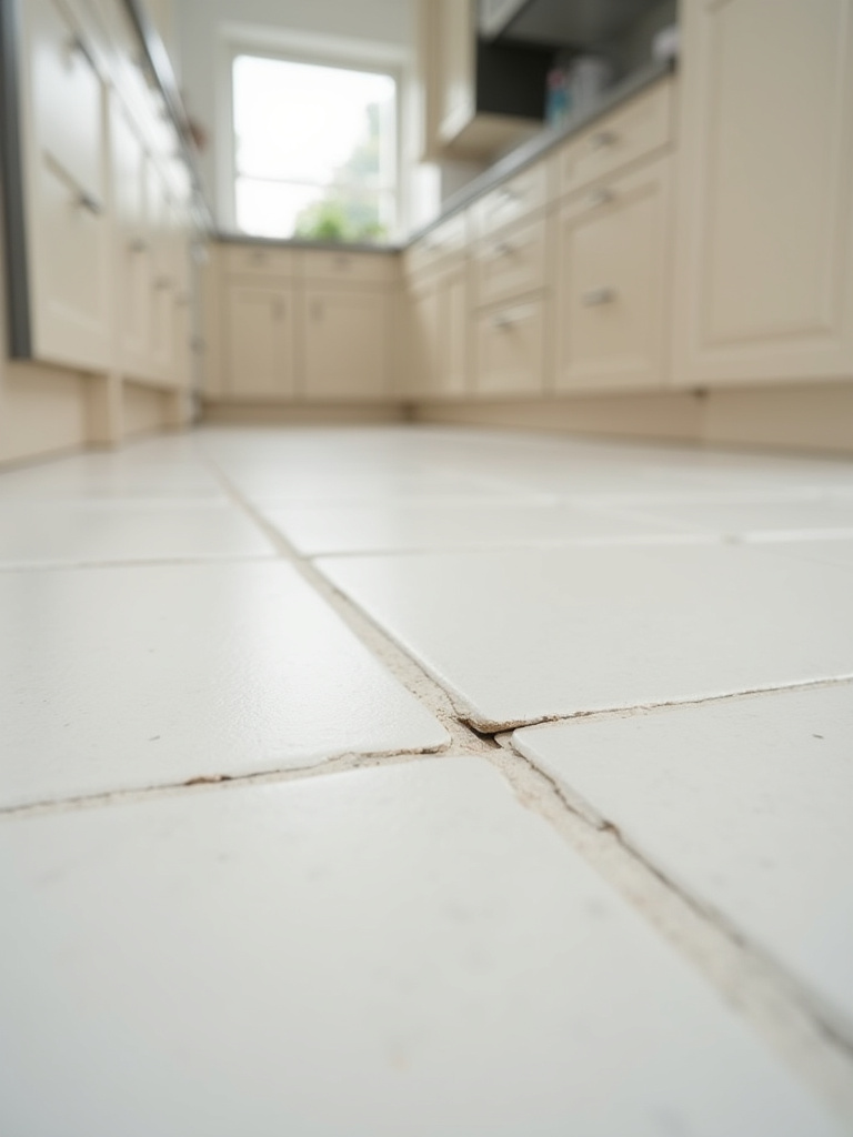 Close-up of a kitchen tile with a perfectly executed, nearly invisible repair of a chip, demonstrating effective kitchen tile repair.