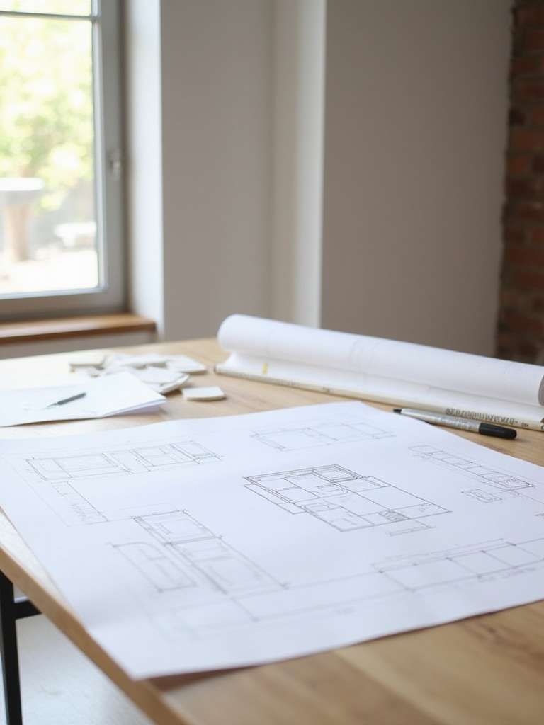 Portrait view of a design workspace focused on clearance planning for kitchen islands